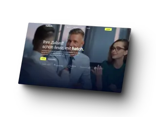 Website von Hatch auf dunklem Hintergrund